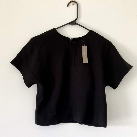 J. Crew Tops - NEW J. Crew Black Short Sleeve Zipper Back Top Size 0